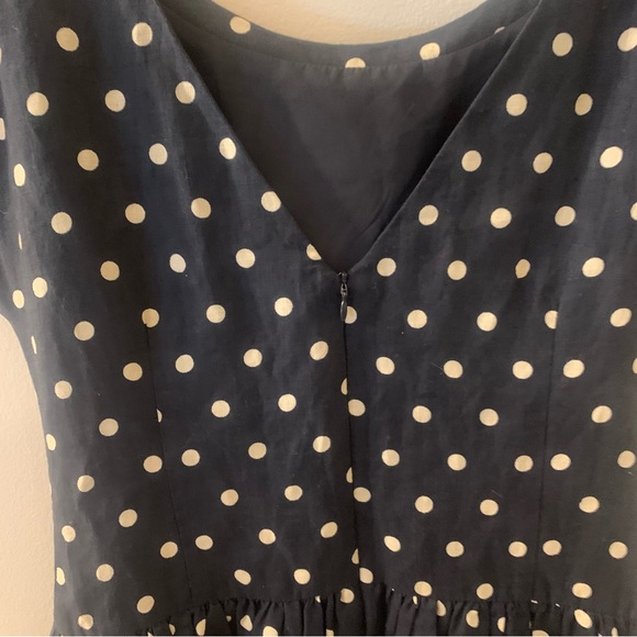 Anthropologie Lilis Closet 100% Linen Blend Polka Dot Fit n Flare Dress - Picture 5 of 11